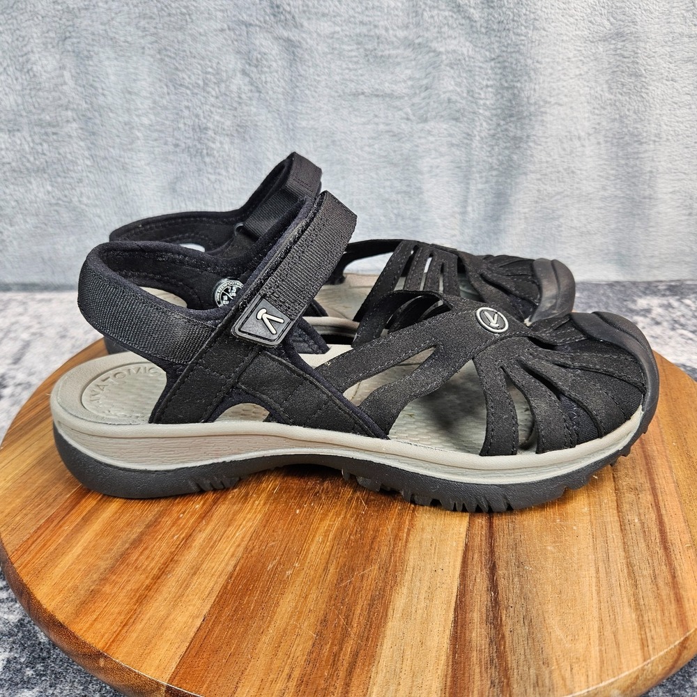 KEEN Rose Sandals Womens 7.5 Black Strappy Comfort Hiking Trail Water Shoes
